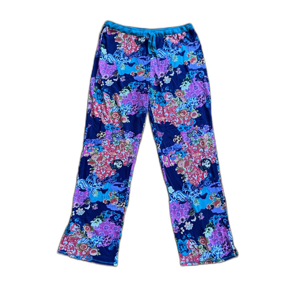 Josie Natori Pink Blue Japanese Floral Pants Pajamas  Women's Size Small - Picture 2 of 9
